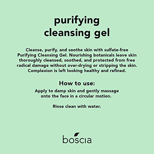boscia Purifying Cleansing Gel - Vegan, Cruelty-Free, Natural and Clean Skincare | Daily Natural Purifying Deep Cleansing Gel Face Cleanser, 5 fl oz