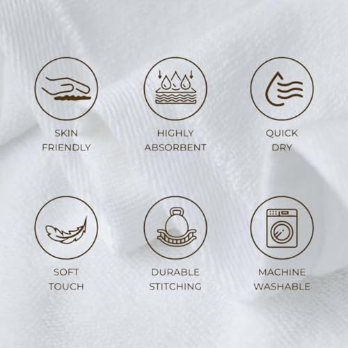 Premium Wash Cloth. Pack of 12-100% Cotton -Ultra Soft and Absorbent - Bathroom Hand Towels, Washcloths Bath Towels - Perfect for Hotel Kitchen Salon, Gym (Size: 13''x13'') (White)