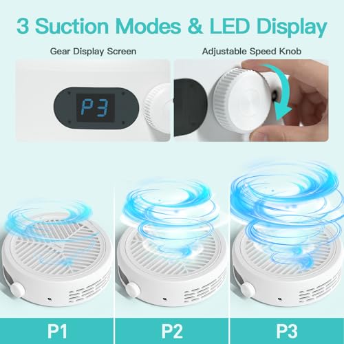 Professional 120W Nail Fan Dust Collector, Powerful Desk-Top Dust Extractor, 3-Speed Adjustable, LED Display, 12 000 RPM, Ultra-Quiet Operation, for Manicure & Pedicure