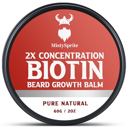 Biotin Beard Balm for Men & Conditioning Beard Wax with 2X Concentration Biotin for Men, Hydrates & Thickens Facial Hair