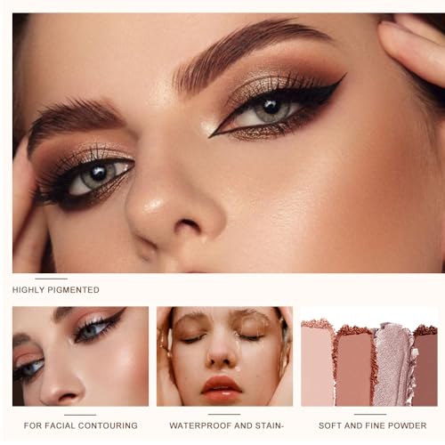 Neutral Nude Brown Eyeshadow Palette, Beige Cool Taupe Bronze Gold Shimmer & Cocoa Matte Shades, High Pigment Blendable Long-Lasting Eye Shadow for Daily Natural Makeup, Soft Glam & Mature Eyes 1