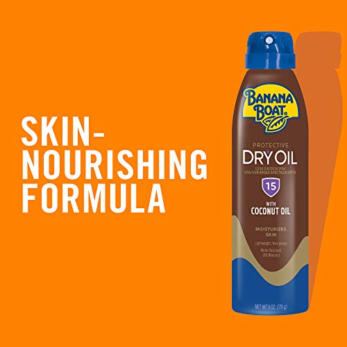 Banana Boat Protective Tanning Dry Oil Clear Spray Sunscreen SPF 15, 6oz | Tanning Sunscreen Spray, Banana Boat Dry Oil SPF 15, SPF Tanning Oil, Dry Tanning Oil Spray, 6oz each Twin Pack (Pack of 2)