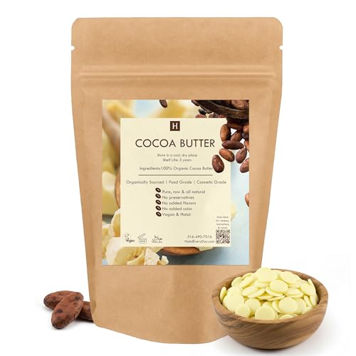 Raw Cocoa Butter-16 oz. - Non GMO - Vegan - Small disks for easy measurement - By SAAQIN ¢ç - Sold exclusively by HalalEveryday