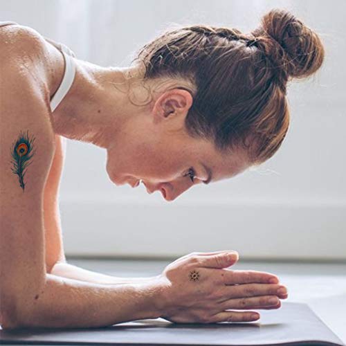 CARGEN Realistic Lotus Temporary Tattoos - 30 Sheets Yoga Style Stickers OM Lycoris Mandala Flower Elephant Moon Peacock Feather Sanskrit Tibetan Meditation Fearless Temporary Fake Tattoo Body Art