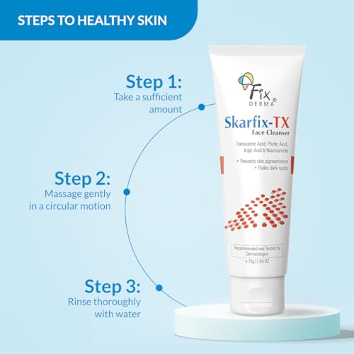 FIXDERMA Skarfix -TX Face Cleanser with Tranexamic, Kojic & Niacinamide Acid | Pigmentation Face Wash for All Skin Types | Face Wash for Women -75gm