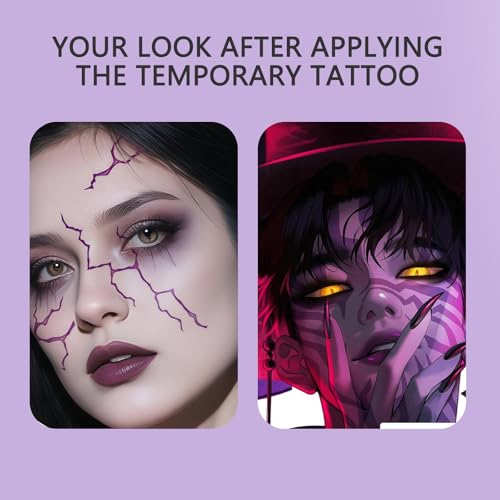 Movie Purple Temporary Tattoos Dance Cosplay Halloween Cosplay Tattoos Stickers Prop Accessories, Waterproof Temporary Tattoo (3 PCS)