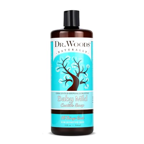 Dr. Woods Unscented Baby Mild Liquid Castile Soap - Natural Soap for Sensitive Skin, Gentle Cleanser with Hemp Oil and Vitamin E - Paraben, Sulfate, and Phthalate Free - 32 Fl Oz