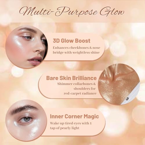 Highlighter Makeup Powder Palette£¬Glossy Face & Body£¬Shimmer Eye & Cheek Glow, Mini Beauty Bomb for Matte Cream & Glitter Essentials (B4 Diamond Galaxy)