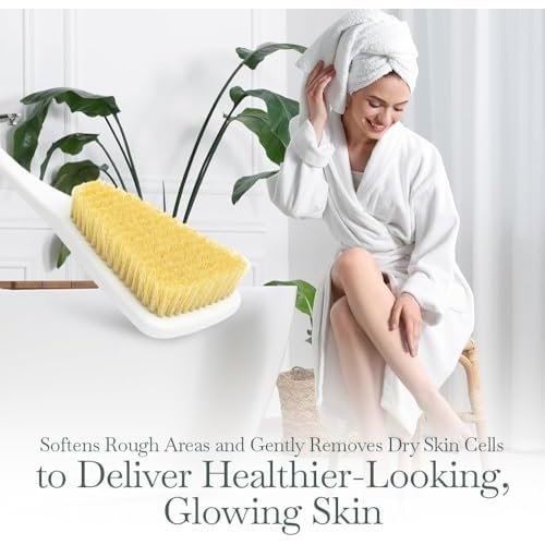 Fuller Brush Exfoliator & Scrub Body Brush - 16-inch Contoured Handle with Polyester Bristles - an All-Over Reach Including Back, Neck, Shoulders & Feet - Soft, Durable & Gentle on Your Skin