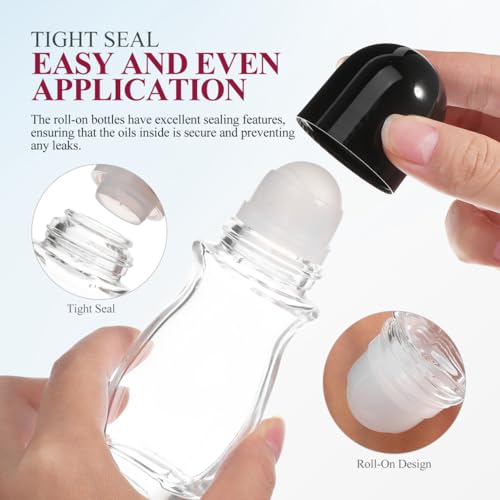 SAFIGLE 4 Pack 1.69Oz Refillable Glass Roller Ball Bottles for Essential Oils and Perfumes Leak-Proof Roll-on Containers with Smooth Rollerball for Skincare and Travel