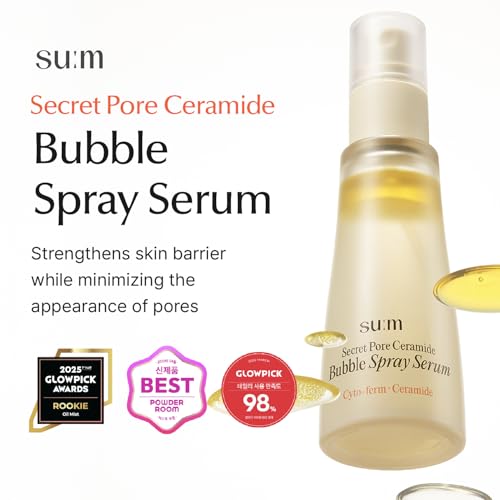 SU:M Secret Pore Ceramide Bubble Spray Serum (2 fl oz) - Korean Skincare Hydrating, Pore-Refining Mist for Skin Barrier Strengthening with Cyto-ferm Activator¢â, Salicyloyl Phytosphingosin