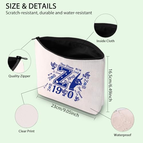 FOTAP Greek Sorority Gift Sisterhood Makeup Bag Finer Women Makeup Bag Sorority Paraphernalia Gift Zeta Dove Gifts Social Worker Gift (Z Finer)
