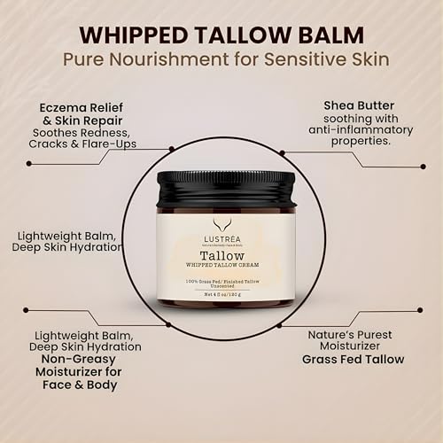 Whipped Tallow Cream for Face & Body 4oz | Grass Fed Beef Tallow Moisturizer | Face Cream for Dry Skin & Sensitive Skin | Beef Tallow Balm, Non-Greasy Daily Skincare (120 gram, Clean Cloud)