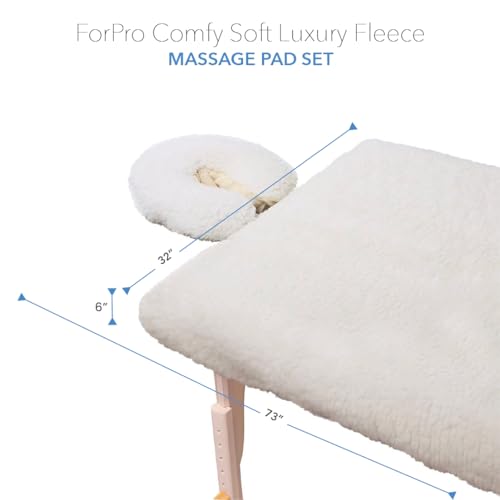 ForPro Professional Collection Comfy Soft Luxury Fleece Massage Pad Set, Extra Soft, Hypoallergenic, for Massage Tables, Includes Massage Table Pad and Face Rest Cover, 33¡± W x 74¡± L x 5¡± D