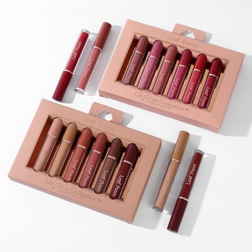 Lip Gloss Set with Glossy and Soft Brush Non-Sticky Moisturizing Lipgloss for Women Lip Makeup Collection (6 Pcs B)