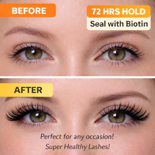 2 in 1 BIOTIN Bond and Seal Sensitive Eyes Waterproof LongLasting Strong Hold Cluster Eyelash Glue for DIY Lash Extensions at Home- Gentle Formula, Non-Toxic- 5ml+5ml