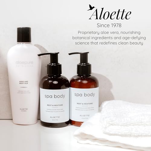 Aloette Lavender Body Wash, Rest & Restore - Hydrating & Moisturizing Body Wash for Dry Skin with Natural Aloe Vera & Vitamin E - Exfoliating & Rejuvenating Skin Care Products for Men & Women