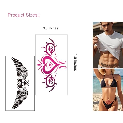 Sexy Temporary Body Painting Tattoo Stickers, 10 Large Tattoos, Perfect Bikini Party Accessories, Adult Couple Tattoo Stickers. (Blooming for You)