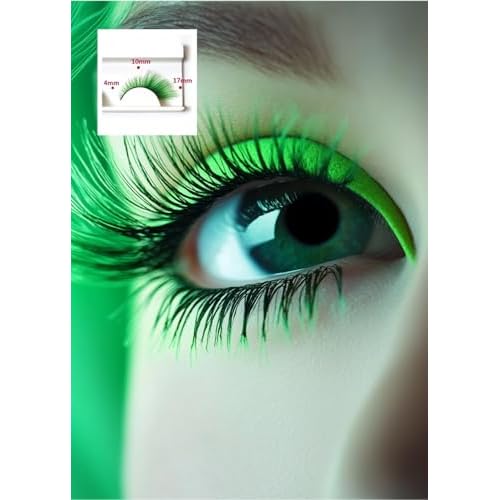 False Lashes Natural Lashes 5 Pairs Cat Eye Fluffy False Eyelashes for Halloween, Cosplay, Party, Stage Makeup (Green)