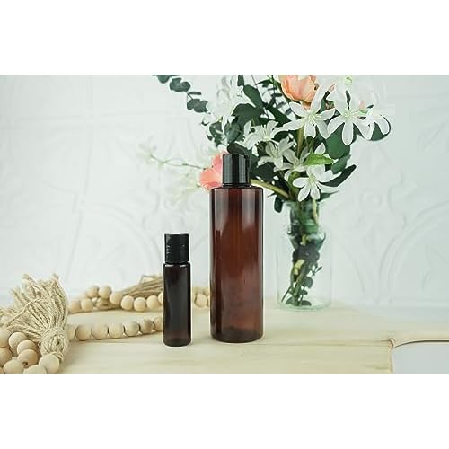 Plastic Amber Bottles (Pack of 12) - 8oz Amber Plastic Bottle with Screw Caps; Used as Reusable Shampoo Bottle, Lotion Bottles, Bottles for Travel and Body Wash Container