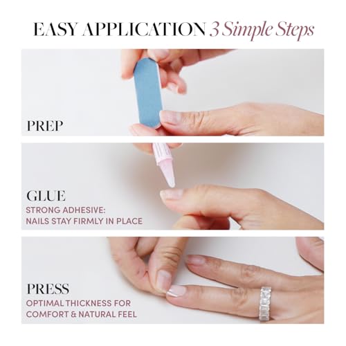 Glamnetic Press On Nails - Cherry Bow | Medium Almond Fake Nails with Pink French Tips, Lace Trim & 3D Cherry Accents in Glossy Finish, Salon Quality | 15 Sizes - 30 Nail Kit with Glue