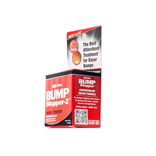 High Time Bump Stopper 2 Double Strength Ingrown Hair Cream | Aftershave Lotion for Men and Women | Razor Bump Balm | 0.5 OZ (6 Pack)