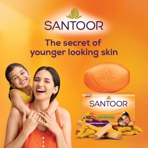 Santoor Soap with Sandal And Turmeric - Pack of 4 soaps (125g each)