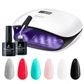 SUNUV 48W UV LED Nail Lamp, UV Light for Nails SUN4 Black, Hema-Free Gel Nail Polish Kit, 6 Colors Gel Polish Set