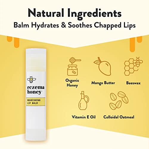 ECZEMA HONEY Nourishing Lip Balm - Organic Chapstick for Sensitive Skin - Daily Lip Moisturizer for Very Dry Lips - Mango Butter & Honey Lip Balm - Natural Lip Care Products (1 Ct) (Pack of 2)