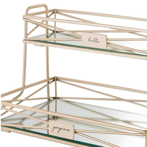 Home Details Satin Gold 2 Tier Vanity Tower (27174-SGOLD)