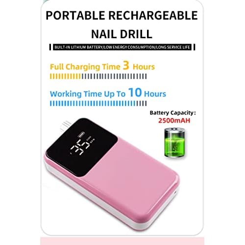 Nail Drill Machine - Finger and Toe Nail Care - Manicure and Pedicure Set -GLHDDL Portable Professional Nail Drill - with Drill Kit - for Nail Salon Home (Coreless Motors, White)