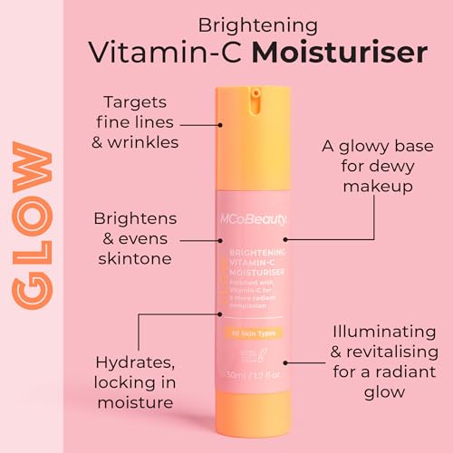 MCoBeauty - Glow Brightening Vitamin C Facial Moisturizer - Hydrating Face Cream with Ferulic Acid for Radiant, Energised & Dewy Skin - Contains Ferulic Acid, Crema Hidratante Para La Cara