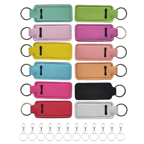 Chapsticks Holder Keychain for Lipstick, Lip Balm Lip Gloss Holder Stocking Stuffers for Women (Mixed, 12pcs)