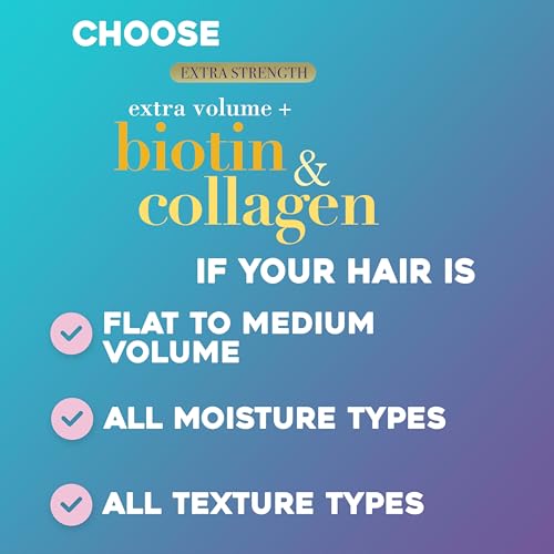 OGX Biotin & Collagen Extra Strength Volumizing Shampoo for Thicker,Fuller Hair,25.4 fl oz,(Pack of 2)