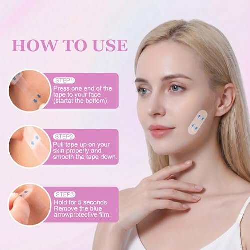 Face Tape Lifting Invisible, Neck Lift Tape, 200PCS V-Shaped Instant Face Lift Tape & Anti-Wrinkle Tape for Sagging Skin, Jowls, Neck, Double Chin, Super Thin Breathable.