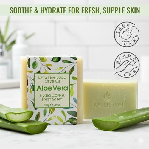 Kalliston, Charcoal, Turmeric, Aloe Vera and Natural Olive Oil Soap Collection, Natural Ingredients, Spa Soap Bars, Includes Bamboo Dish and Pumice Stone, Product of Greece, 4.5oz Each, Pack of 6