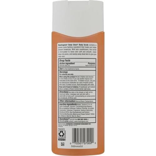 Neutrogena Body Scrub, Oil Free, Acne | With Salicylic Acid | For Back, Chest & Shoulders | 8.5 fl. oz | Pack of 2