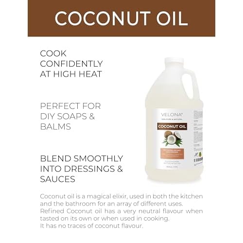 velona Coconut Oil 92 Degree 1 Gallon / 128 Fl Oz | 100% Pure and Natural Carrier Oil | in jar | Refined, Cold pressed | Skin, Face, Body, Hair Care | Use Today - Enjoy Results