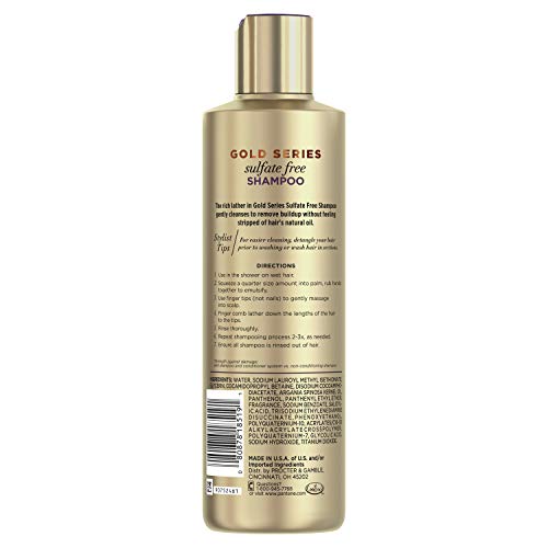Pantene Gold Series Argan Oil from ProV for Natural and Curly Textured Hair, Sulfate Free Shampoo, 8.5 Fl Oz