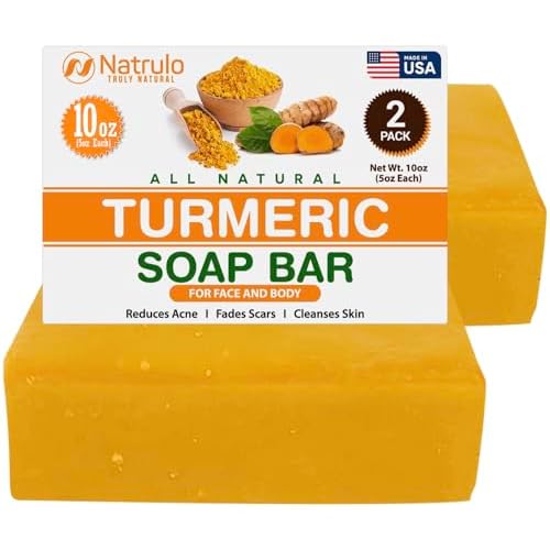 Turmeric Soap Bar for Face & Body ? Natural Skin Brightening Soap for Dark Spots, Intimate Areas, Underarms ? Turmeric Face Wash Reduces Acne, Fades Scars & Cleanses Skin ? 5oz Bath Bars