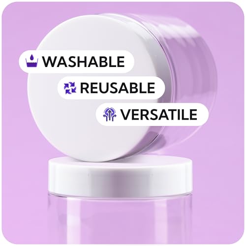Plastic Jars with Lids - 8 OZ Small Plastic Containers - 12 Pack - Travel Cosmetic Containers for Creams - Leak Proof Clear Jar with White Lid