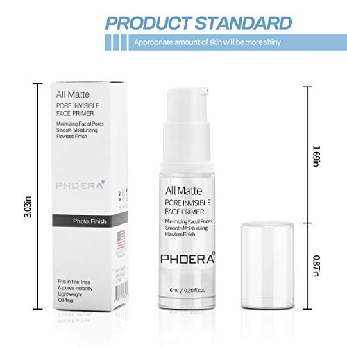 PHOERA Primer Face Foundation Primers,Face Primer for Makeup Long Lasting Hydrating Smoothing Isolated Moisturizing Oil Free Effect Make Up Base Matte Makeup Primer (6ml) Clear