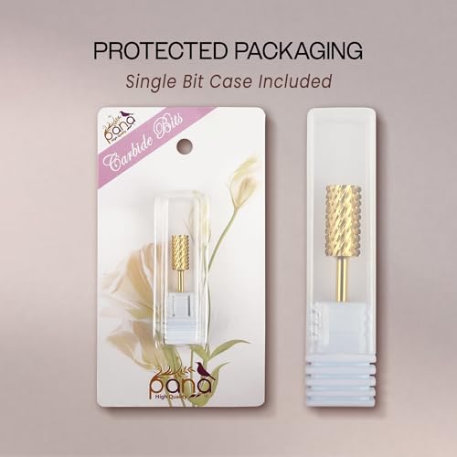 PANA Professional 3/32" Shank Size - Flat Top Large Barrel Gold Carbide Bit 2X Coarse Grit - Nail Drill Bit for Dremel Machine