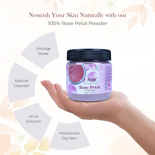 100% Natural Dried Rose Petals Powder (100 gms) | Best for DIY Face Masks Skincare Peel Off | Ayurvedic Skin Care Glow Recipe | Real Rose Petals Powder Brightening Face Mask