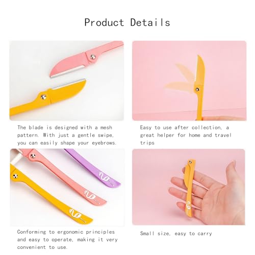 3 Packs Eyebrow Razor for Women, Eyebrow and Facial Hair Removal, Shaver, Gentle Facial Hair Remover, Dermaplaning Tool for Peach Fuzz Removal, Face Razors for Women, Eyebrow Trimmer