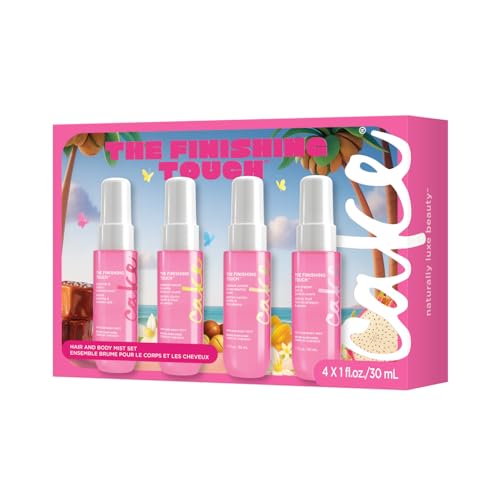 Cake Beauty Hair and Body Mist Travel Gift Set, The Finishing Touch- Fine Fragrance Mist ? Infused with Aloe and Argan Oil ?4 x 30mL/ 1 oz.