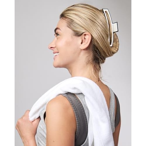 Goody Sport Forever SlideProof Rectangle Claw Clips - 4 Ct (2 Large for Thick Hair + 2 for Fine Hair), 3X Stronger, Sport-Level Grip for Workout