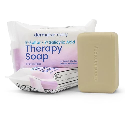 Dermaharmony 5% Sulfur 2% Salicylic Acid Bar Soap 4 oz ? Crafted for those with Seborrehic Dermatitis, Dandruff, and Psoriasis (2 Pack)