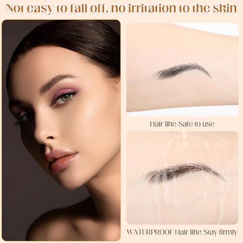 20 Sheets 200 Pairs Eyebrow Tattoo Sticker Waterproof 4D Hair-Like Natural Fake Tattoo Eyebrows Transfers Stickers Peel Off Brows Grooming Shaping Makeup Sticker for Women Girls, Brown