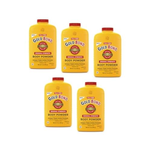 Gold Bond Medicated Powder Triple Action Relief 10 Ounce - Pack of 5 (Talc-Free)